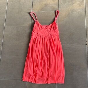 Chic Coral Spaghetti Strap Dress